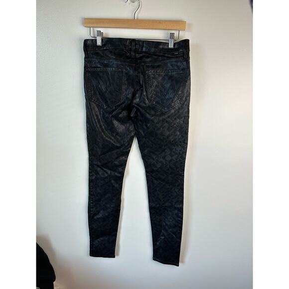 MOTHER Black Rough Around Edges Black The Looker Leather Skinny Jeans Size 27 - Picture 5 of 8